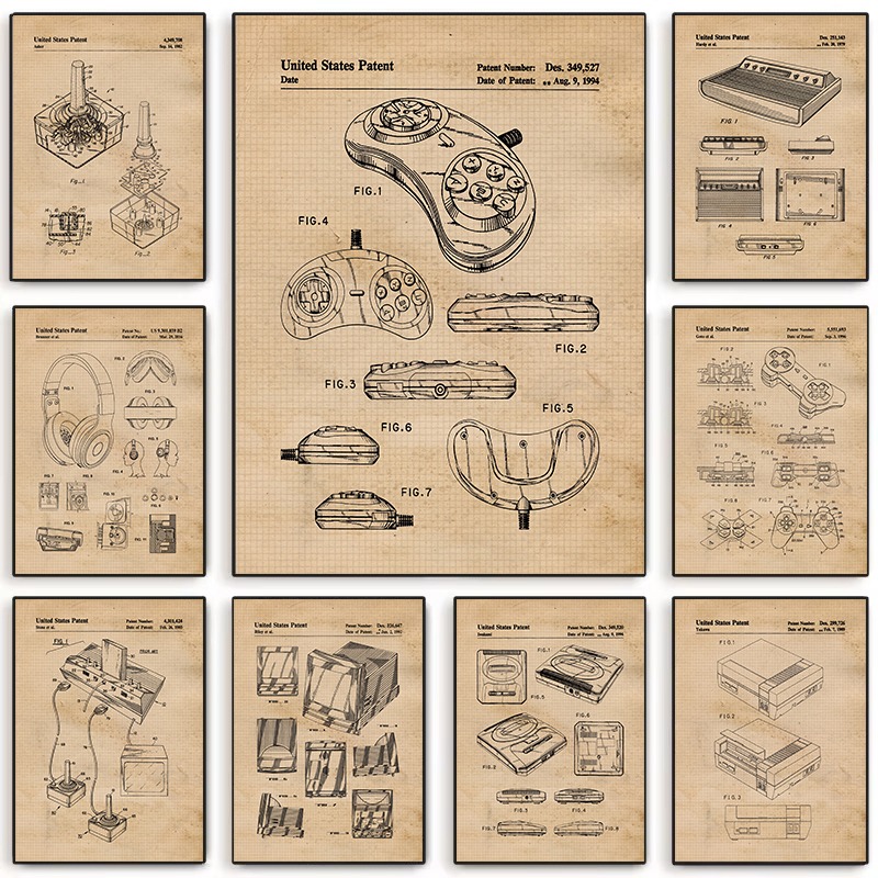 Retro Gaming Life - Affiche d'illustration de jeux vidéo classiques