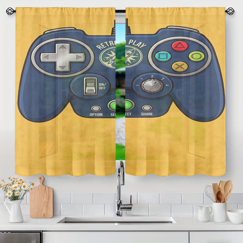 Retro Gaming Youtube - Rideau décoratif semi-transparent pour fenêtre, motif