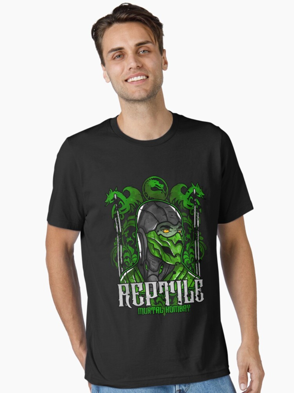 Retro Gaming Aesthetic - T-shirt imprimé portrait de Reptile de