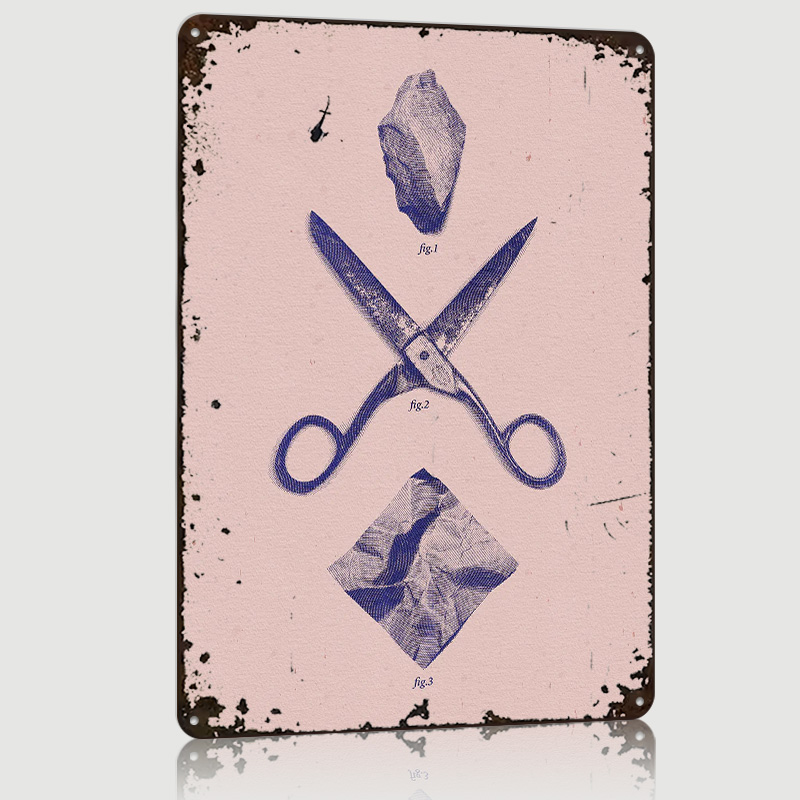 Retro Gaming Wallpaper - Affiche ROCK SCISSORS PAPER, Plaques Métalliques