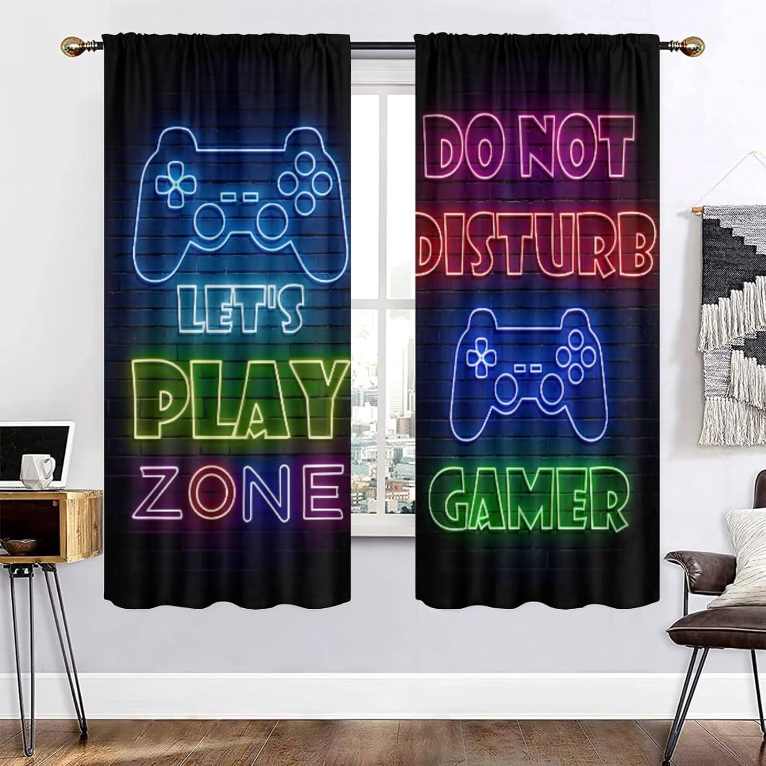 Retro Gaming Youtube - Rideau occultant pour chambre de gamer,