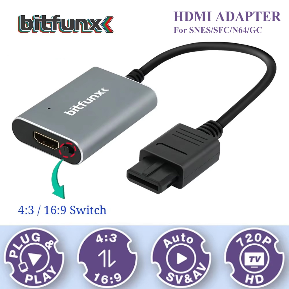 Retro Gaming Aesthetic - Bitfunx – adaptateur vidéo 720P Svideo/AV