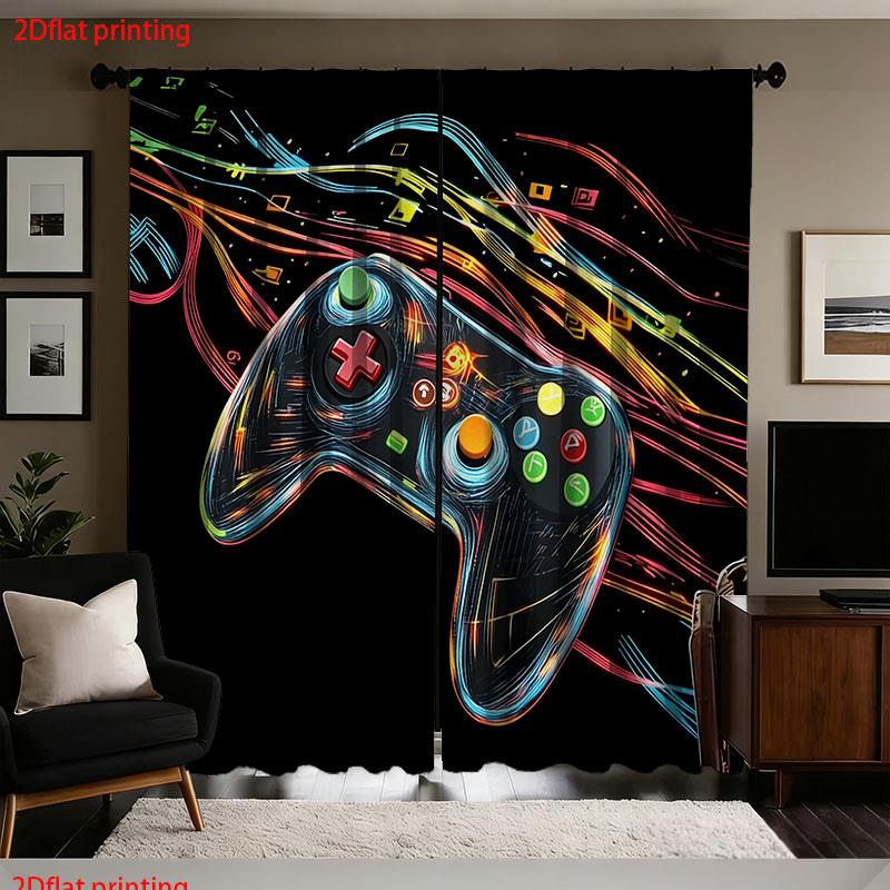 Retro Gaming Youtube - 2 rideaux rétro style joystick de