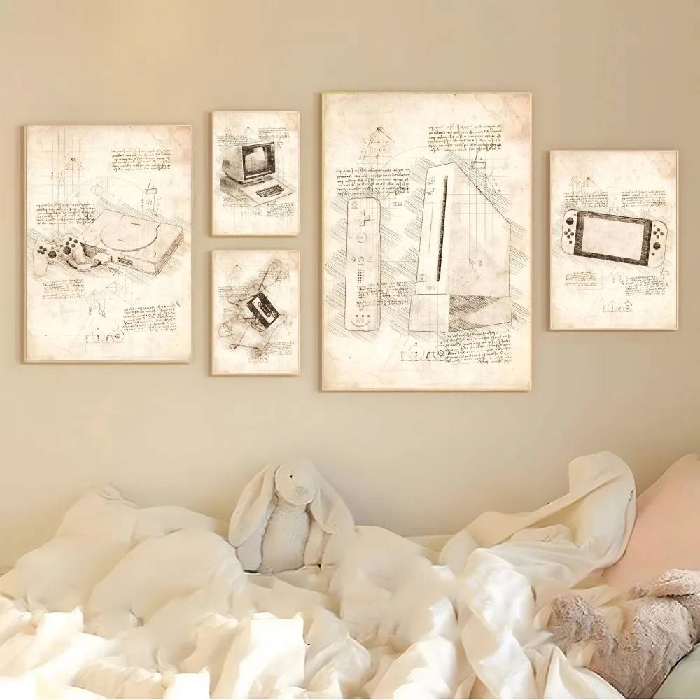 Retro Gaming Wallpaper - Affiches murales style Da Vinci :