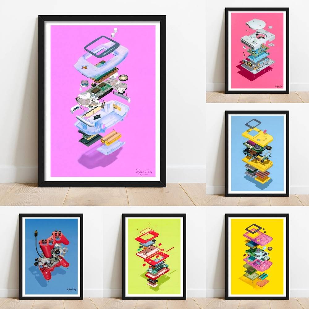Retro Gaming Wallpaper - Affiche murale en papier colorée de