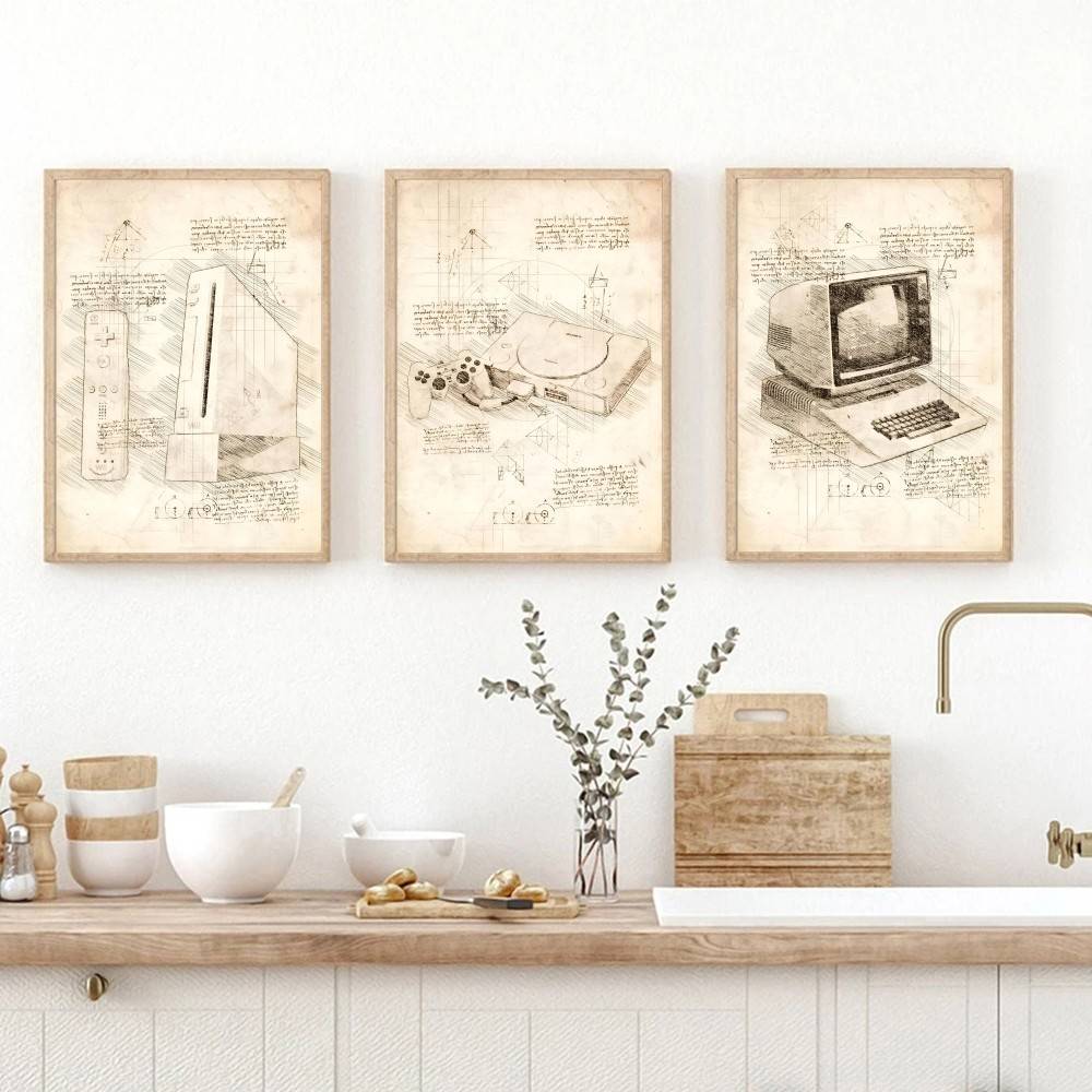 Affiches murales style Da Vinc - Retro Gaming Wallpaper avis et prix