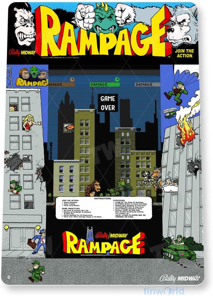 Panneau en étain Rampage Arcad - Retro Gaming Shop avis et prix