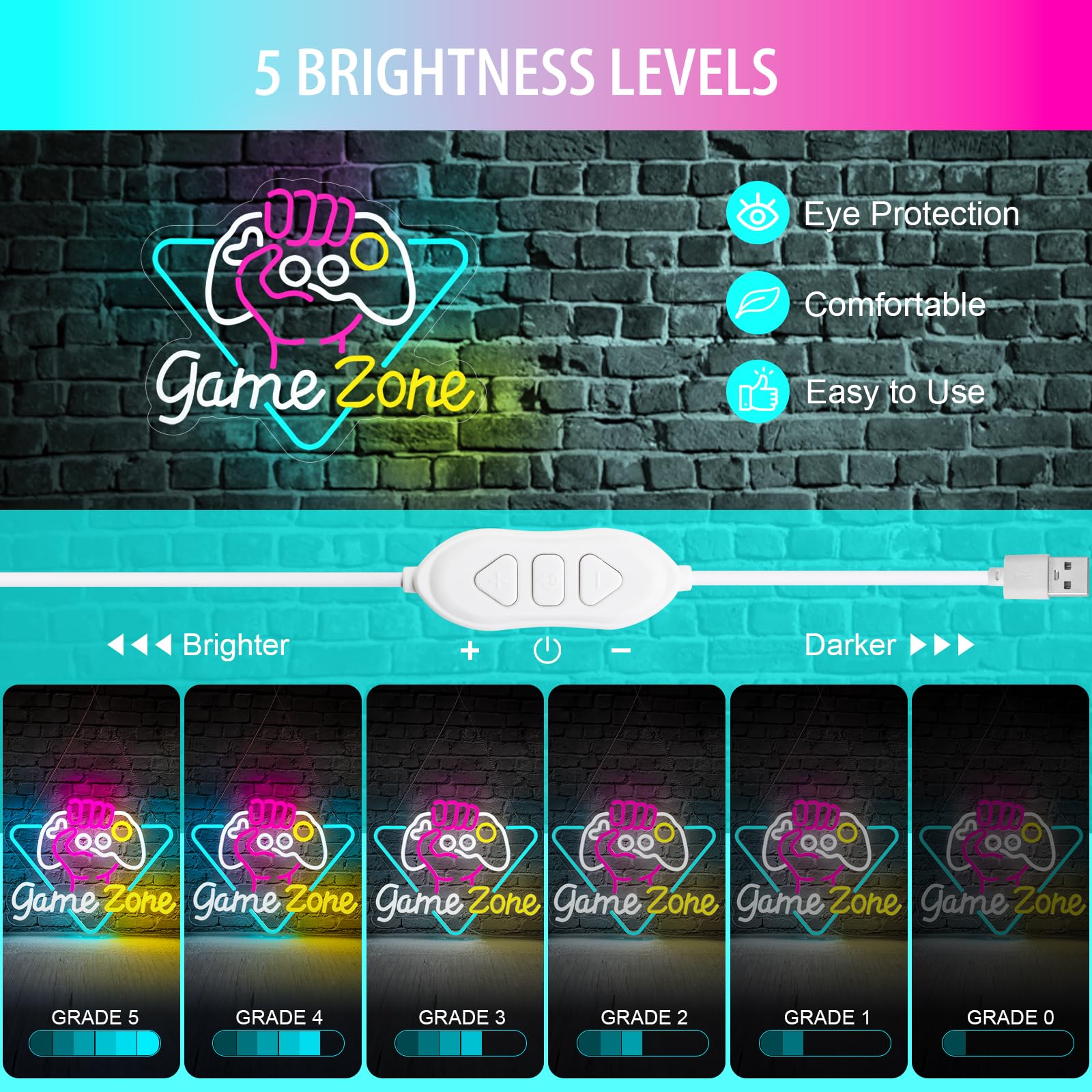 Game Zome Neon Sign LED Wall D - Retro Gaming Projector avis et prix